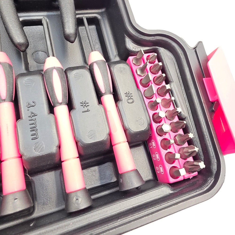Pink and Black 39 Piece Home Tool Kit with Carrying Case DIY Household Set L4 - Picture 11 of 16